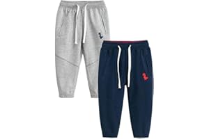 FVZKAR Toddler Boys Jogger Pants Dinosaur Splice Drawstring Elastic Sweatpants 2-Pack