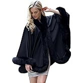 Womens Cape Coat-Luxury Cashmere Ponchos for Women with Fox Fur Trim-poncho-cape-capelet-shrug-blanket-ruana-coat