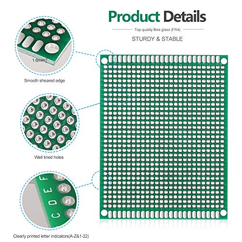 20 PCS Prototype Board, Double Side PCB Board Kit 7x9,6x8,3x7,4x6,2x8,5x7CM Circuit Boards for Soldering Arduino Boards DIY Home Projects Anti-Oxidation by Teenitor - Thumbnail 2