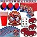 Spiderman Party Supplies | Spiderman Birthday Party Supplies | Spiderman Plates, Birthday Napkins, Paper Cups, Spiderman Tablecloth, Spiderman Birthday Banner | Marvel Superhero Birthday Party Supplies Serves 16