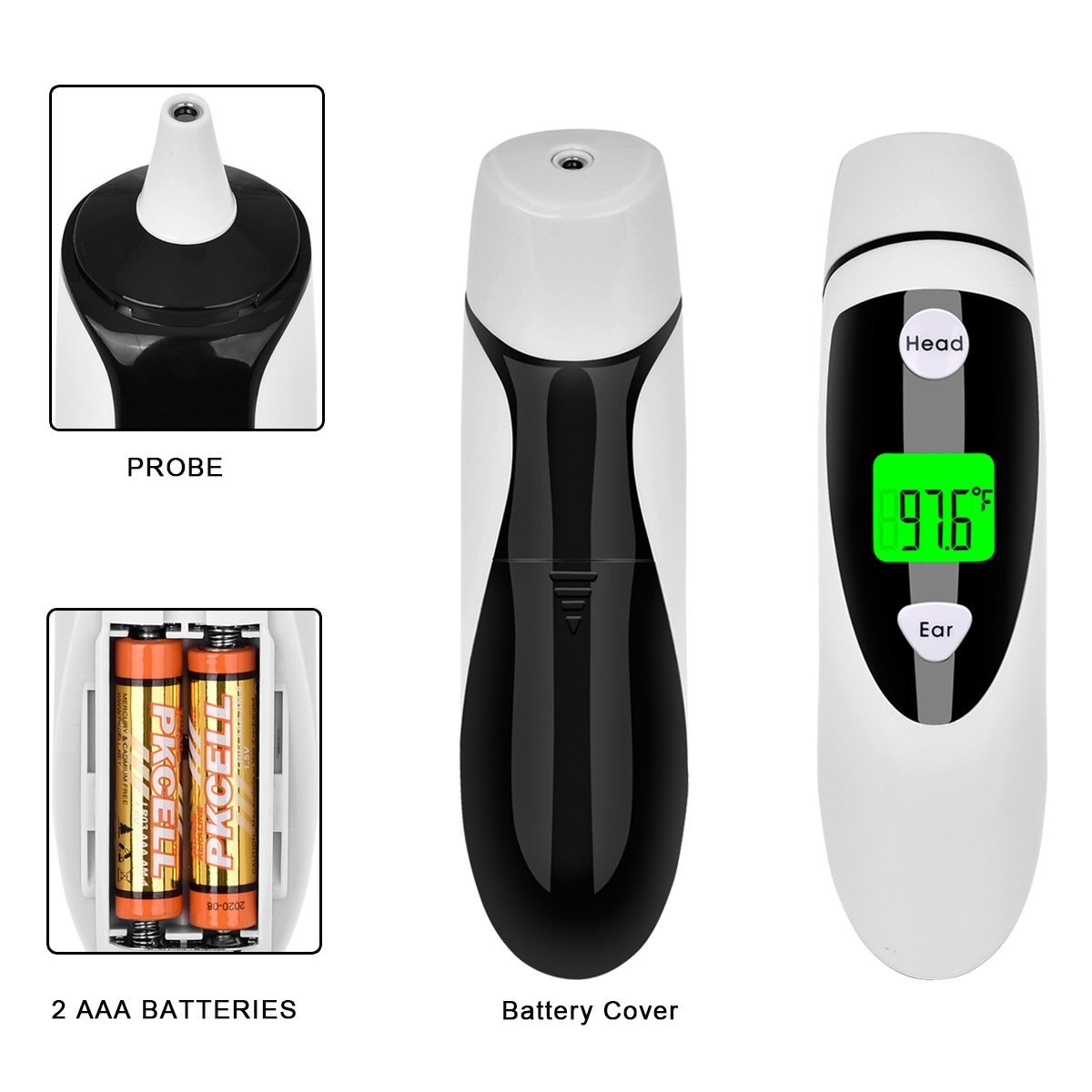 Homate Digital Medical Infrared Ear Thermometer with Forehead Mode for Babies, Kids and Adults with FDA and CE approval