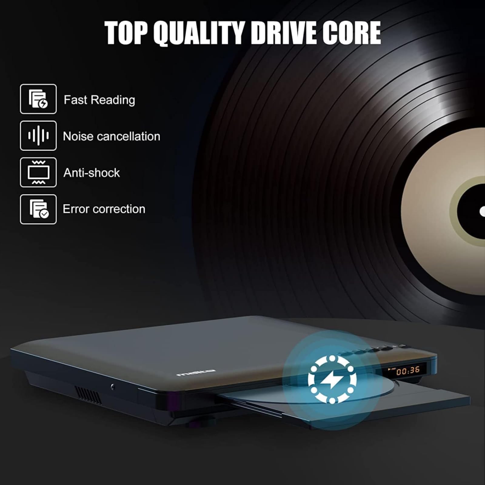 Ultra Slim DVD Player, Thinnest HDMI AV DVD Players for TV, 0.6 Inch Design with Region Free & Colourful HD Pixels, Supports USB Playback, NTSC/PAL DVD Player with HDMI & RCA Cables, Remote Control.