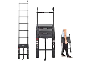 BOWOSHEN 20.3ft Telescoping Ladder Portable Collapsible Folding Ladder for Home, RV, Office, Heavy Duty Aluminum Extension Ladder 330lbs Load Capacity, Folded Height 3.6ft, Compact Ladder (Black)