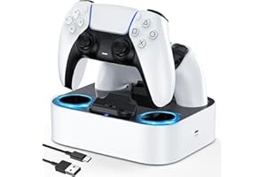LVFAN PS5 Controller Charger Station, PS5 Controller Charger for PlayStation 5 Controller / PS5 Dualsense Edge Controller (White)