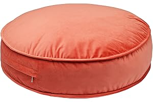 YIUOR Round Floor Pillow Cover Velvet Throw Seating Pouf Yoga Meditation Cushion Plush Case Reading Room Decor Cover Only (25.6IN, Brick Red)