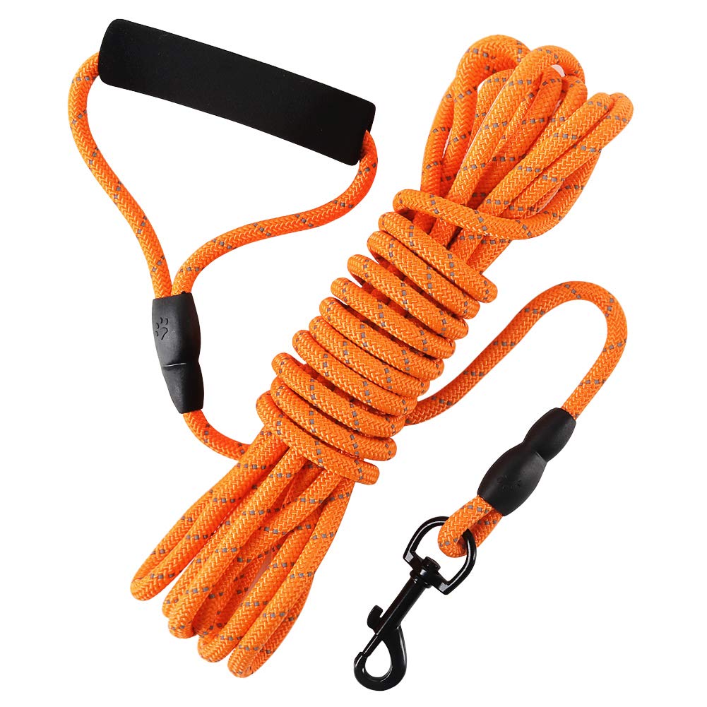 Vivifying Long Dog Lead, Reflective 20FT Floating Long Leads for Outside, Yard & Water Activities, Soft Handle for Camping, Hiking & Beach (Orange) — image 1