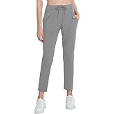Foucome Women's Golf Pants with Pockets 7/8 Ankle Pants Stretchy Drawstring Sweatpants for Athletic, Lounge, Travel, Work