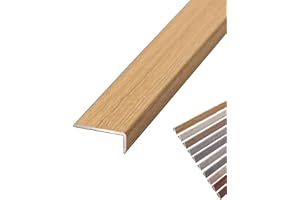 Wood Grain Right Angle Floor Transition Strip, L-Shaped Aluminum Corner Edge Trim - Peel-and-Stick Stair Nose Edging Protecto