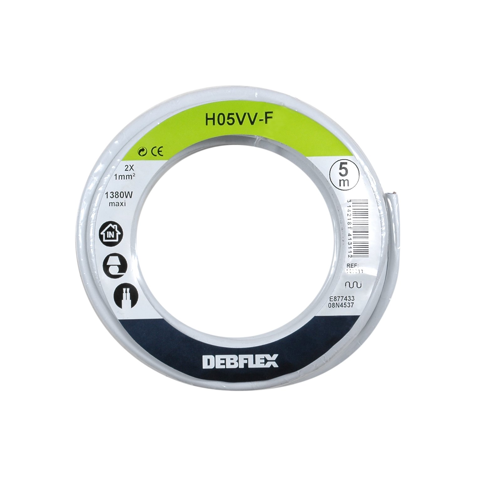 Debflex 141311 Cable Reel HO5VV-F 2 x 1 5 m White