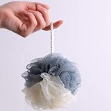 Omenluck 5Pcs Bath Shower Sponge Loofahs Mesh Bath Balls Scrubber Gray Beige view 2
