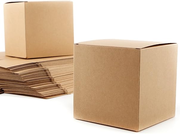 50 x caja de regalo de papel Kraft Cube 10 cm Pro boda bautizo: Amazon.es: Hogar