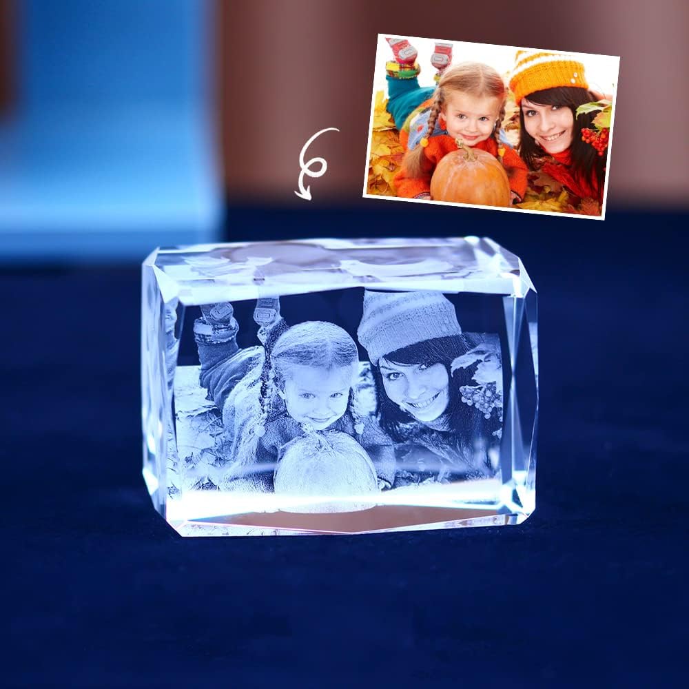Photographs - Justyling 3D Crystal Photo, 3D Laser Etched Photo in Portrait Or Landscape Crystal, Personalized Gifts for Mothers Day, Fathers Day, Anniversary, Graduation Day (Landscape, Medium)