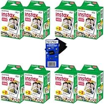 Fujifilm Instax Mini Twin Pack Instant Film -8 pack (160 sheets) for Fujifilm Instax Mini 7s, Mini 8, Mini 9, Mini 25, Mini 50S, Mini 90, SP-1 & SP-2 Smartphone Printers + HeroFiber Cleaning Cloth