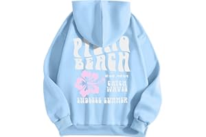 GENERIC Womens Pink Palm Puff Hoodie Y2K Preppy Oversized Sweatshirt for Teen Girls Long Sleeve Drawstring Pullover Hoodies