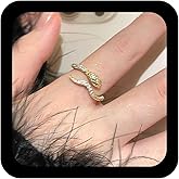 Jugielu CZ Snake Adjustable Ring Crystal Snake Open Wrap Ring Gold Serpent Knuckle Finger Rings Adjustable Animal Serpent Rings Jewelry for Women
