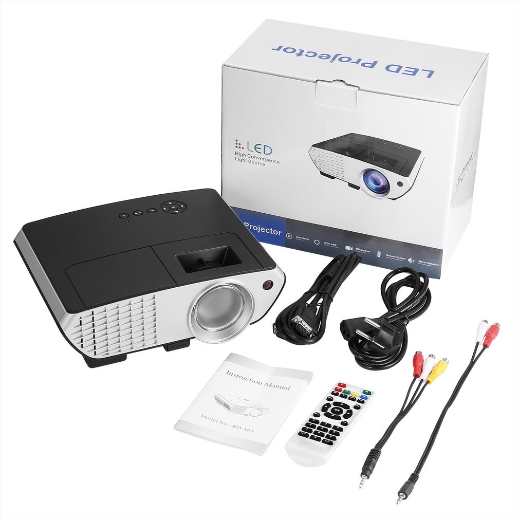 Vidéoprojecteurs Portable, Footprintse Projecteur Support 1920x1080p 2000 Lumens-Multimédia Portable Mini LED 72W-Durée de Vie Plus de 50000 heures Projecteur Led Support HDMI / VGA / AV / USB