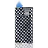 LYPOBALA Flat Flame Torch Lighter, Slim Butane Torch Lighter, Refillable Fancy Butane Lighters, Windproof Adjustable Pocket Lighters with Visible Window, Novelty Gifts for Men Women, No Gas