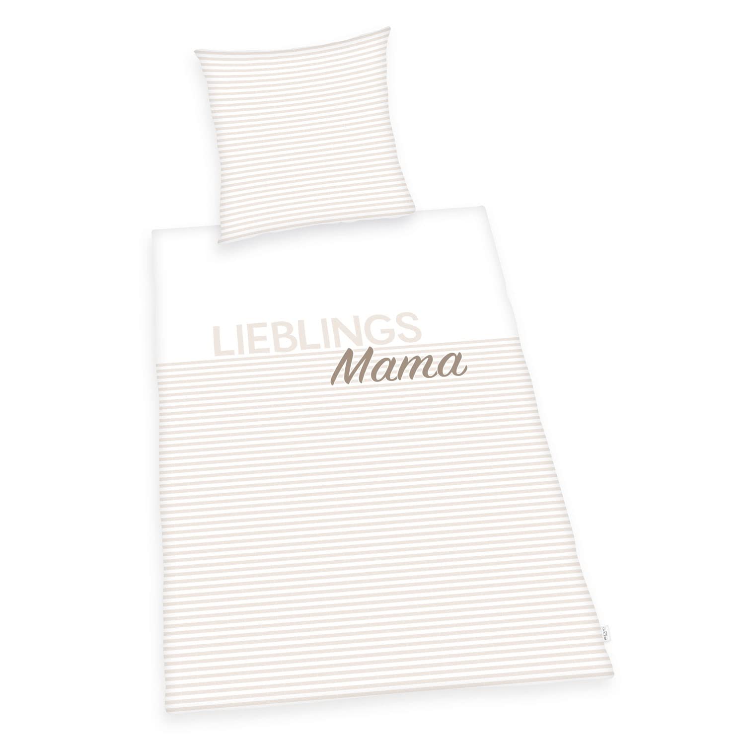 Herding "Lieblings (Favourite) Mama bedding set, Pillowcase approx. 80x80 cm, Duvet cover approx. 135x200 cm, With easy zip, 100% cotton, Renforcé
