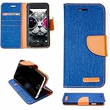3-in-1 Designer iPhone 6, 6s Cloth Magnetic Wallet Case | Durable and Extra-Slim | Lightweight Canvas Diary Design & Ultra-Strong Magnetic Closure | TPU Leather || Apple 6/6s (Blue Jean)