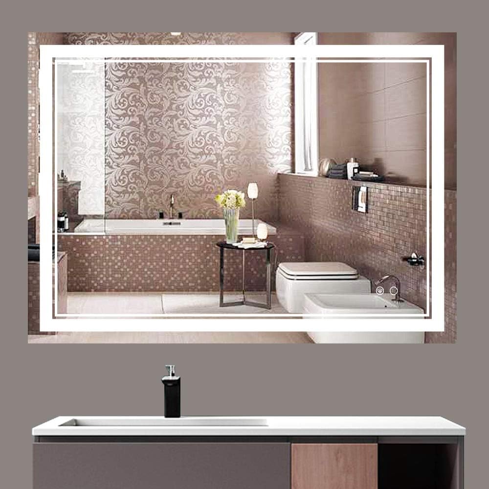 Amazon Com Keonjinn 40 X 32 Inch Bathroom Led Vanity Mirror Dimmable Anti Fog Wall Mounted Large Mirror Vertical Horizontal Furniture Decor