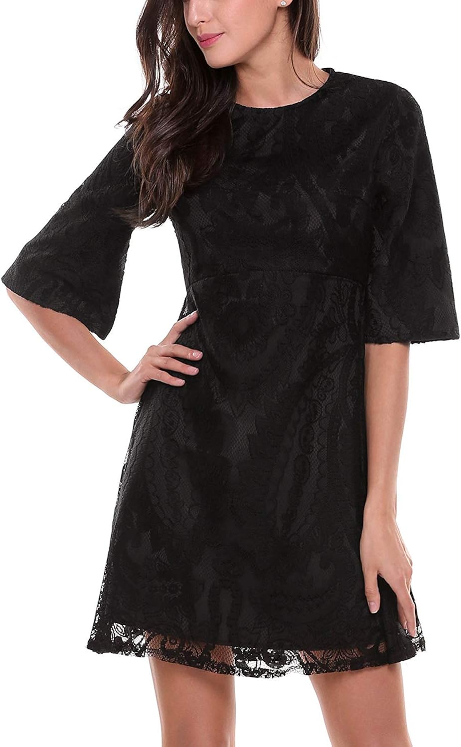 Women's Lace Dress KneeLength Casual Dress Elegant Short Sleeve