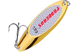 PROBEROS Fishing Spoons Lures Bass Baits Jigging Bait Tackle with Treble Hooks Hard Metal Spoon Fishing Lure Weight Pick 10 Pcs/Pack Silver Gold