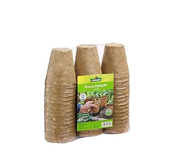 Dehner Anzuchttöpfe für Pflanzen, Ø je 8 cm, Höhe 9 cm, 48 Stück, Zellulose