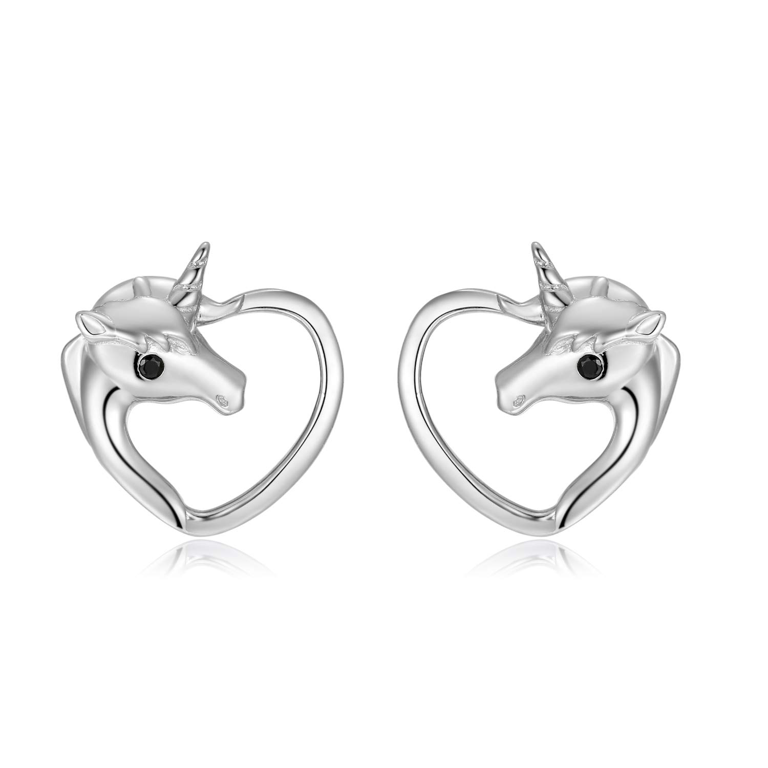Qings Unicorn Stud Earrings Girls 925 Sterling Silver Hypoallergenic Birthday Gifts for Women Daughter Teen Children