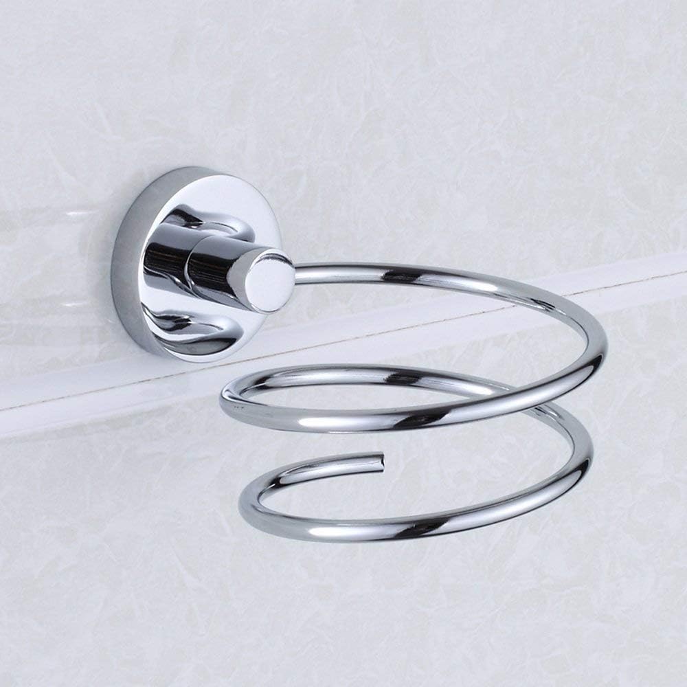 Leyden Contemporary Spiral Shape 304 Stainless Steel Material Chrome Finish Silver Hair Dryer Holder