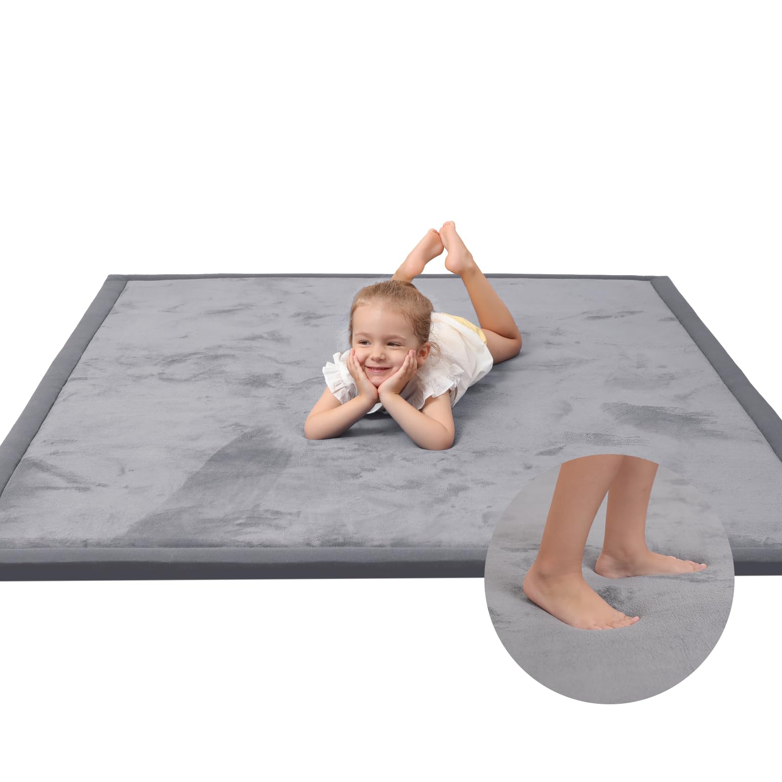 thumbnail image 2 of Ball Pit Muscle Mat Baby Play Mat For Floor,1.3" Thick Memory Foam Tummy Time Mat,Soft Coral Velvet Nursery Rug,Extra Large Non Slip Crawling Mat For Pack And Play Baby Activity Center 2 of 11