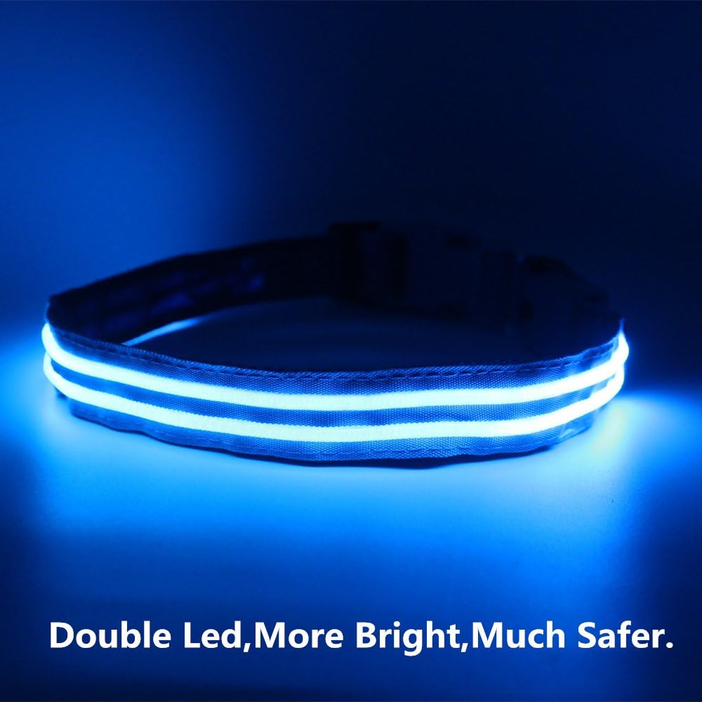 LED Dog Collar - USB Rechargeable - Available in 6 Colors - Makes Your Dog Visibility & Safety (Large(17.72-23.62"/45-60cm), Blue)