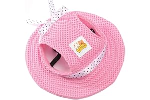 Leconpet Princess Pet Hat Dog Caps Hats with Neck Strap Adjustable Comfortable Ear Holes for Small Medium and Large Dogs in Ourdoor Sun Protection (L, Pink)