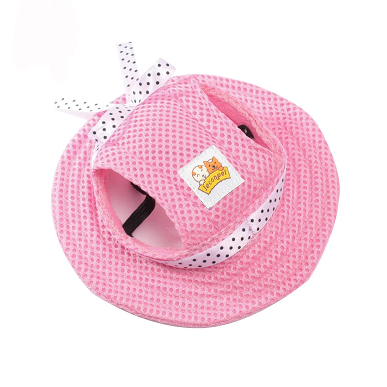 Leconpet Princess Pet Hat Dog Caps Hats with Neck Strap Adjustable Comfortable Ear Holes for Small Medium Dogs in Outdoor Sun Protection (Large, Pink)