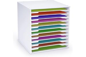 bimiti Organiseur de papier pour scrapbooking – Étagère de bureau réglable à 12 emplacements, cube de rangement de papier de 