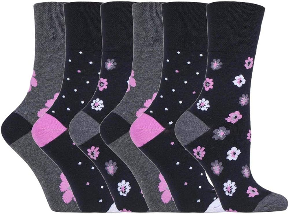 6 pairs Ladies Cotton Gentle Grip UK 48, EUR 3742 Socks