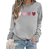 Valentine Sweatshirts for Women Heart Sweatshirt Cute Valentine Shirt Valentines Day Long Sleeve Pullover Top