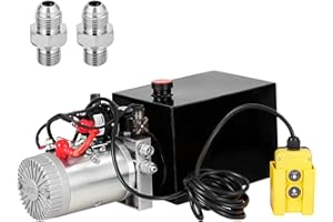 Euker Hydraulic Power Unit 6 Quart Double Acting Hydraulic Pump Power Unit 12V DC, Hydraulic Electric Pump with 6L Metal Reservoir for Dump Trailer Car Lifting