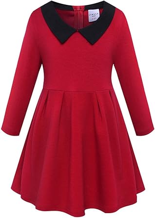 tie neck long sleeve rose red pleated dress