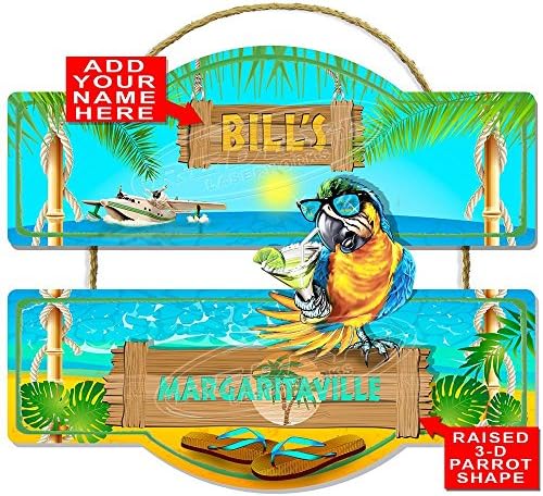 Redeye Laserworks Margaritaville Personalized with 3D Hardboard Parrot Sign from