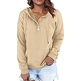 FKEEP Women Hoodies Casual Button Down Sweatshirt Drawstring Long Sleeve Pullover Fall Winter Clothes with Pockets