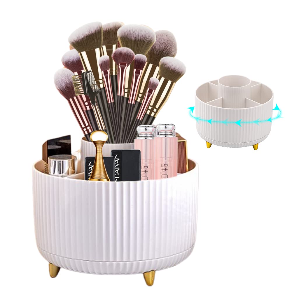 DASIAUTOEM Cosmetic Make Up Organiser, 360° Rotating Brush Organiser, Cosmetic Shelf, Eyeshadow Brush, Lipstick Case, Cosmetic Organisers for Room Decor Dressing Table, Bedroom, Bathroom