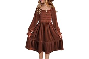 blibean Tween Girls Velvet Dresses Semi Formal Party Outfits with Pockets 6-15 Years