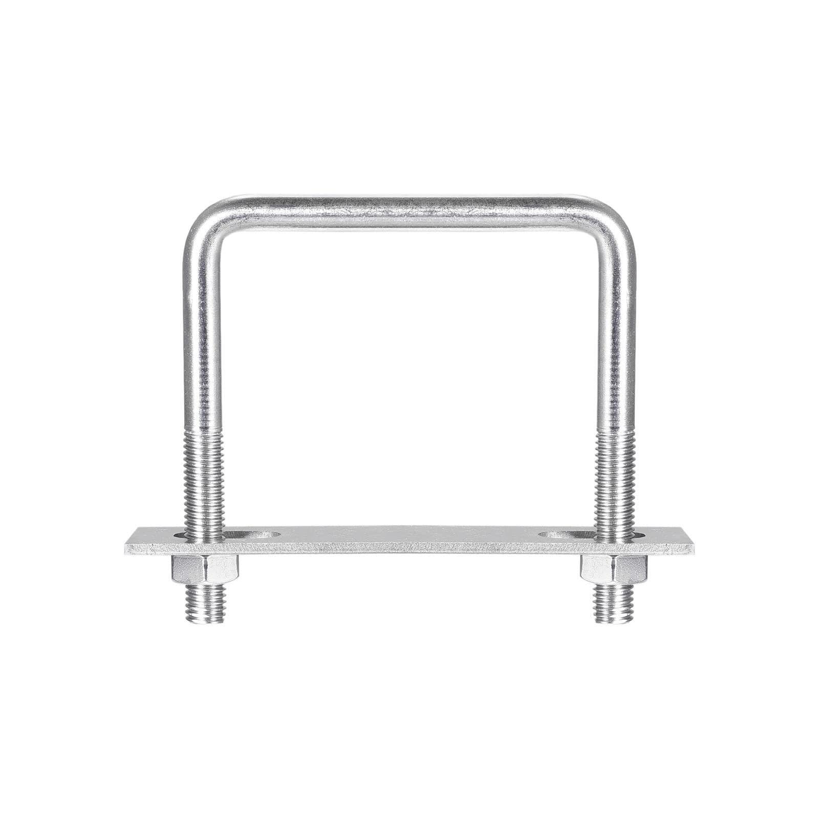 TA-VIGOR M10 Square U-Bolts, 85mm Inner Width 100mm Length 304 Stainless Steel U-Bolts with Nut, Plate for Attaching Piping Conduit Cable Tube Brackets Boat Trailer