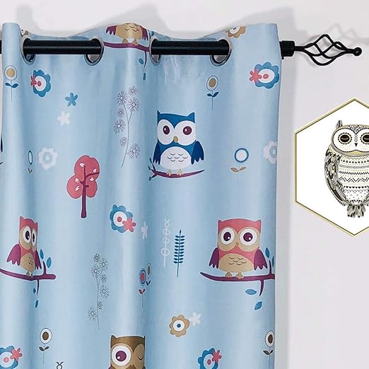 Amazon Com Myru 2 Panels Set Semi Blackout Owl Curtains For Boys
