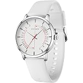 CNYXCN Nurse Watch for Medical Students,Doctors,Women Men with Second Hand,White Dial.White Silicone Band Water Resistant Watch.