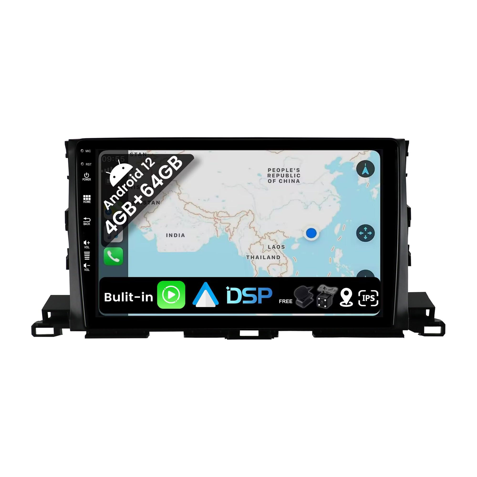 BXLIYER Android 12 IPS Car Stereo For Toyota Highlander (2015-2018) - Wireless CarPlay/Android Auto - 4G+64G - LED Camera + MIC - 10.1 Inch 2 Din - DSP Steering Wheel DAB Fast-boot 360-CAM WIFI Google