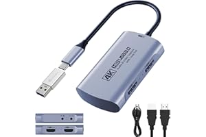 Guermok 4K 60FPS & 1080P 240FPS HDMI Capture Card for Streaming, USB 3.0 to USB-C/A, 4K60 Passthrough, 3.5mm Audio in and Mic