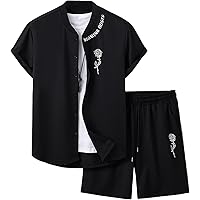 GORGLITTER Men's 2 Piece Outfits Graphic Shirt Top and Drawstring