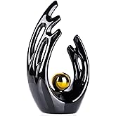 XMGZQ Ceramic Abstract Statues and Sculptures, Black and Gold Art Ceramic, Modern Home Decor for Living Room, Dining Table, Coffee Table, Shelf, Entrance, Desktop Sculpture