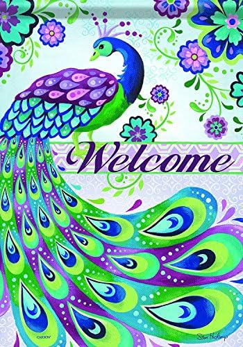 AricHome Accents FlagTrends Classic Garden Flag, Peacock Welcome